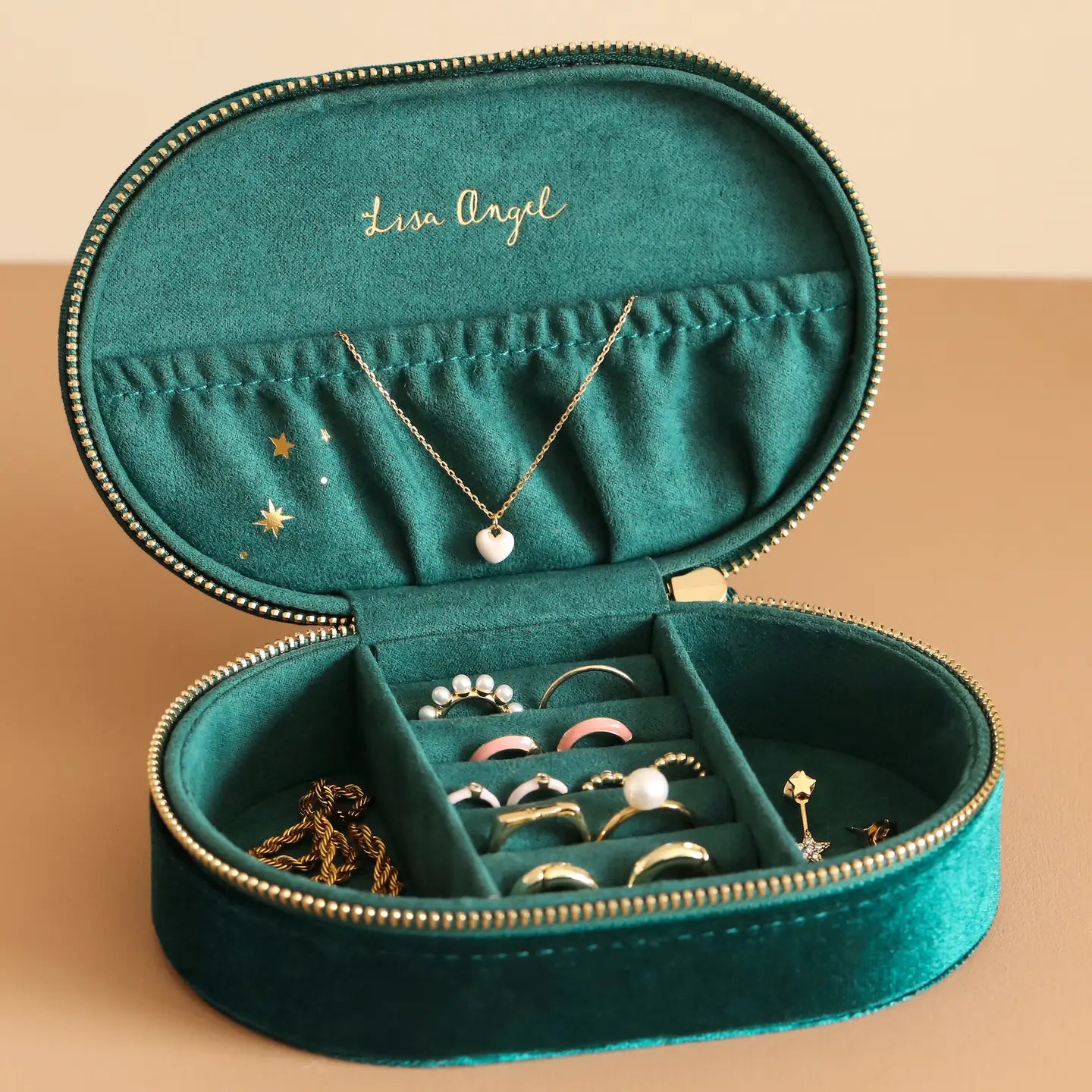 Starry Night Velvet Oval Jewelry Case