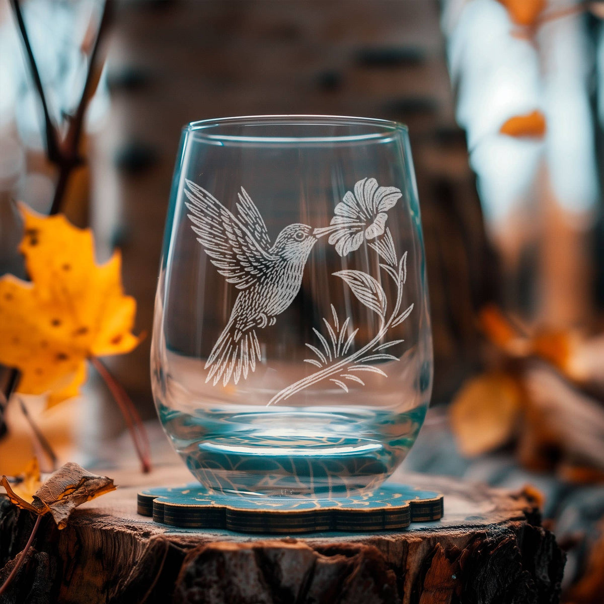 Hummingbird Stemless Wine Glass