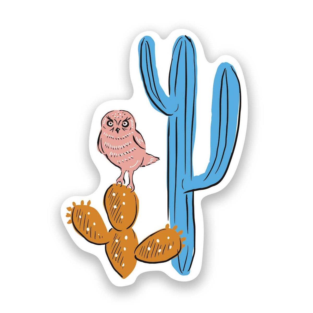 Saguaro Cactus & Owl Sticker