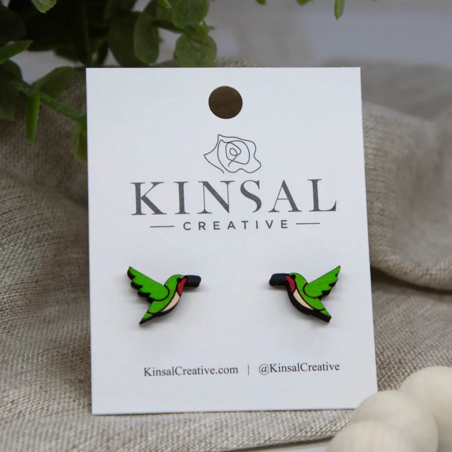 Wooden Hummingbird Earrings