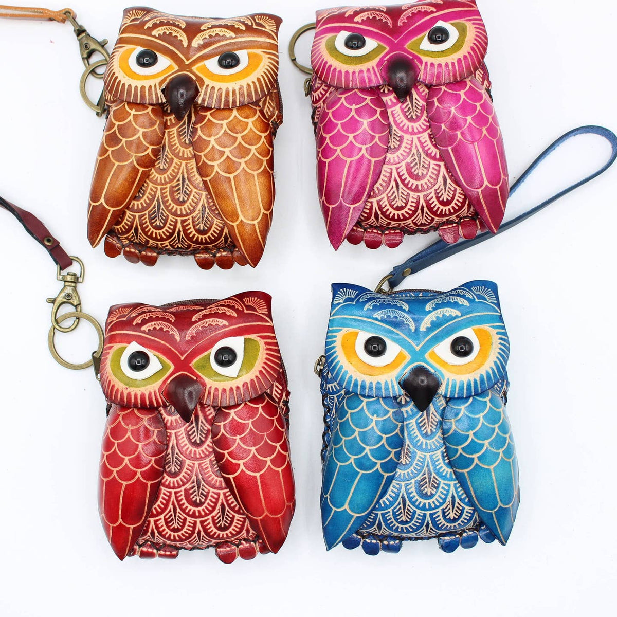 Owl Wristlet Leather Coin Purse Wallet