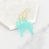 Acrylic Cactus Hoop Earrings