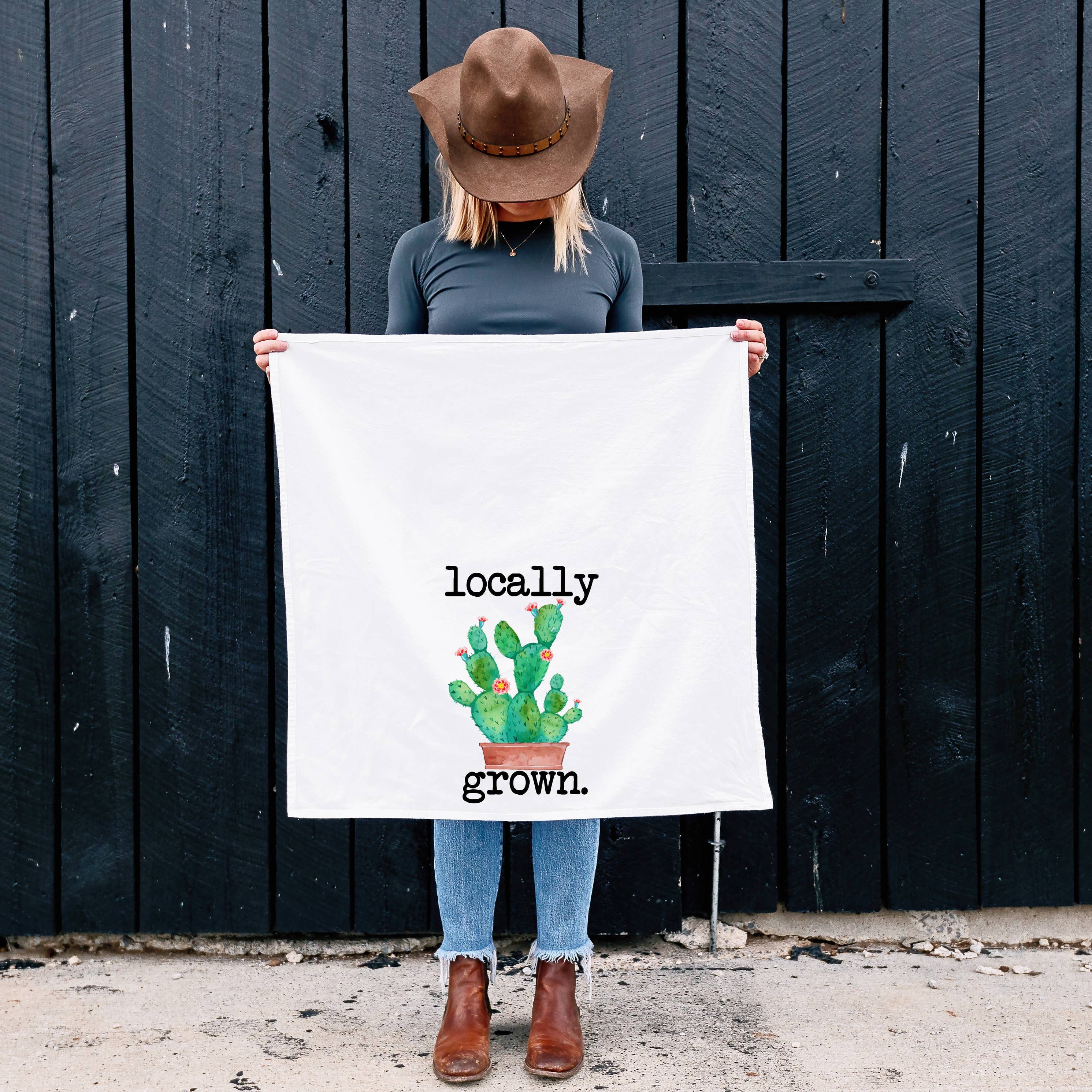 Locally Grown Cactus Tea Towel