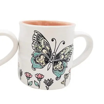 Butterfly Ink-Design Ceramic Mug