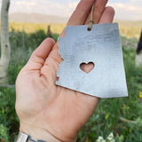 Arizona State Phoenix Heart Steel Metal Ornament