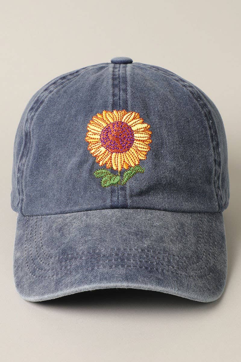 Sunflower Embroidery Baseball Cap Hat