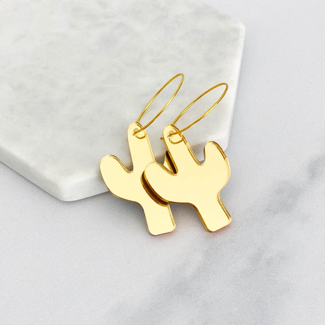Acrylic Cactus Hoop Earrings