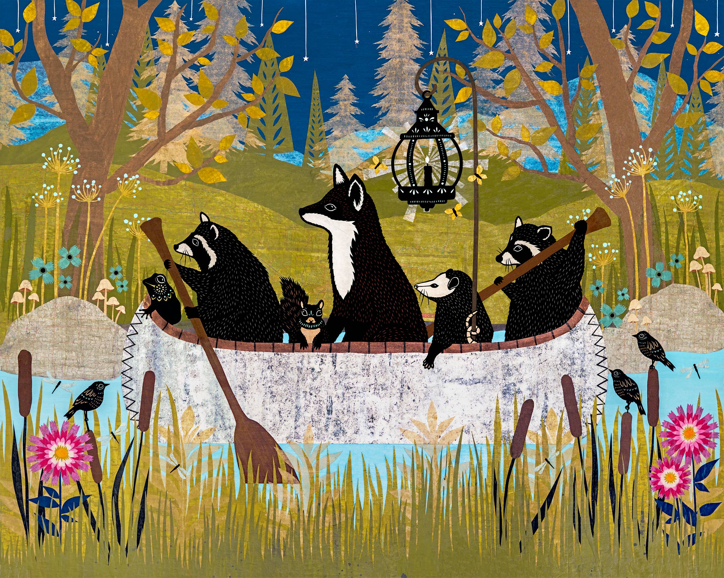 Where The Lantern Light Leads - 11 x 14 Cut Paper Art Print