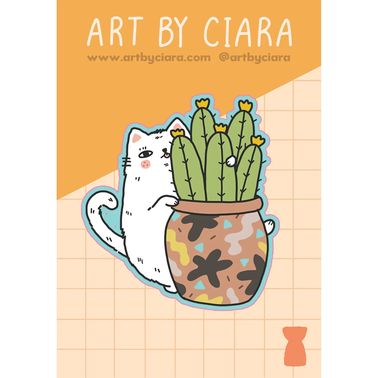 Cat Potted Cactus Sticker