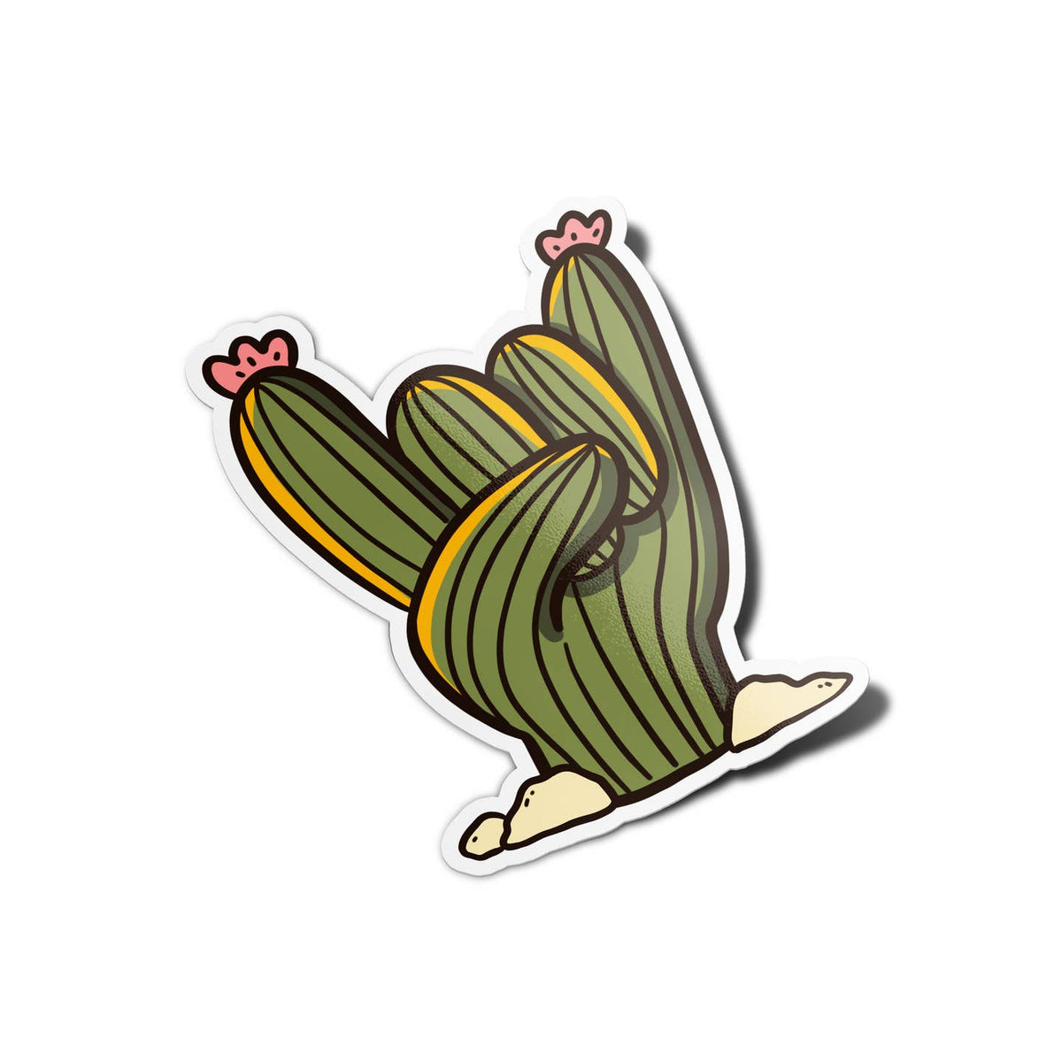 Rock On Cactus Embossed Vinyl Sticker