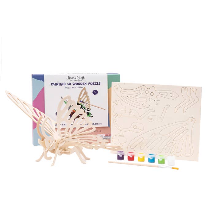 3D Wooden Butterfly Puzzle Paint Kit