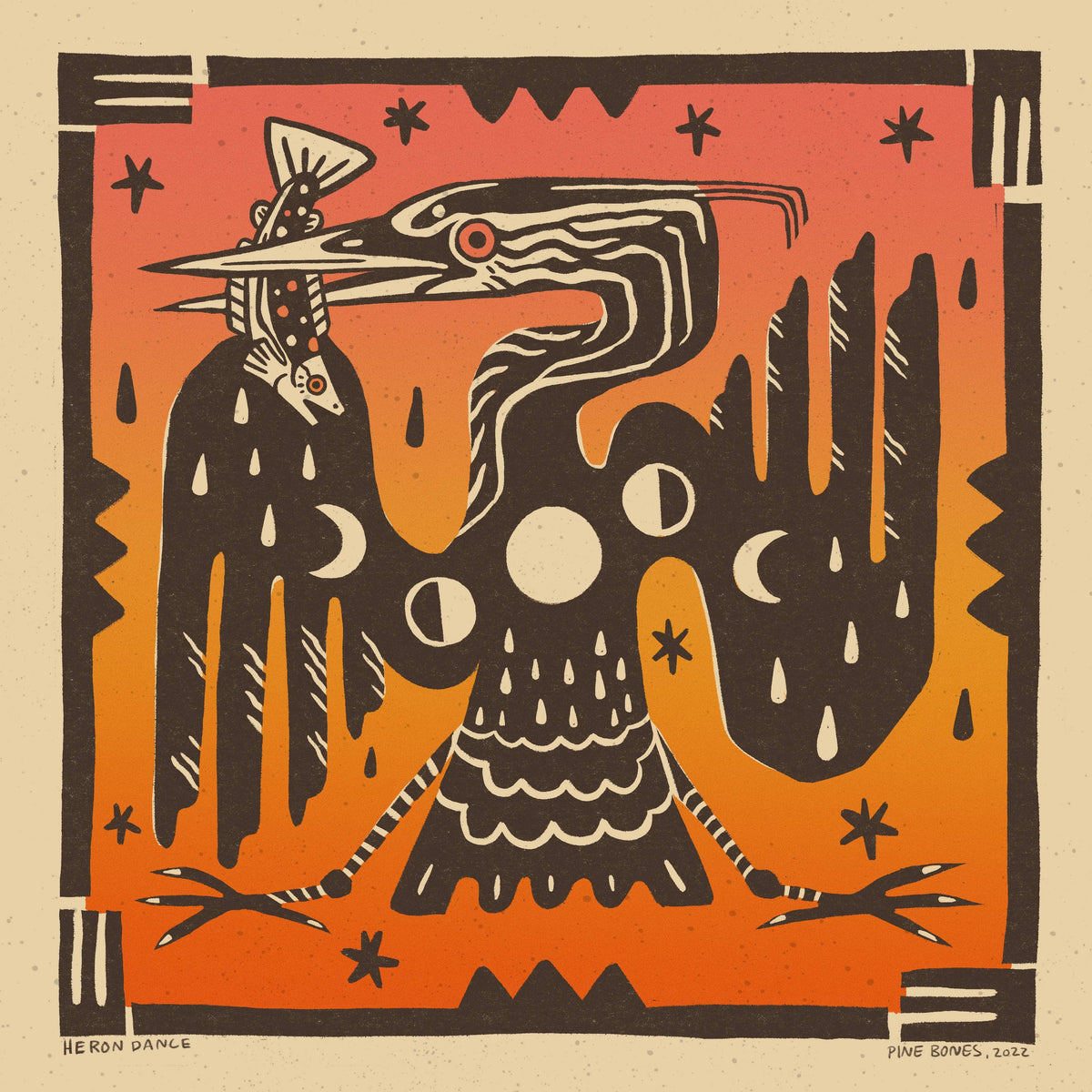 Heron Dance Art Print  8x8
