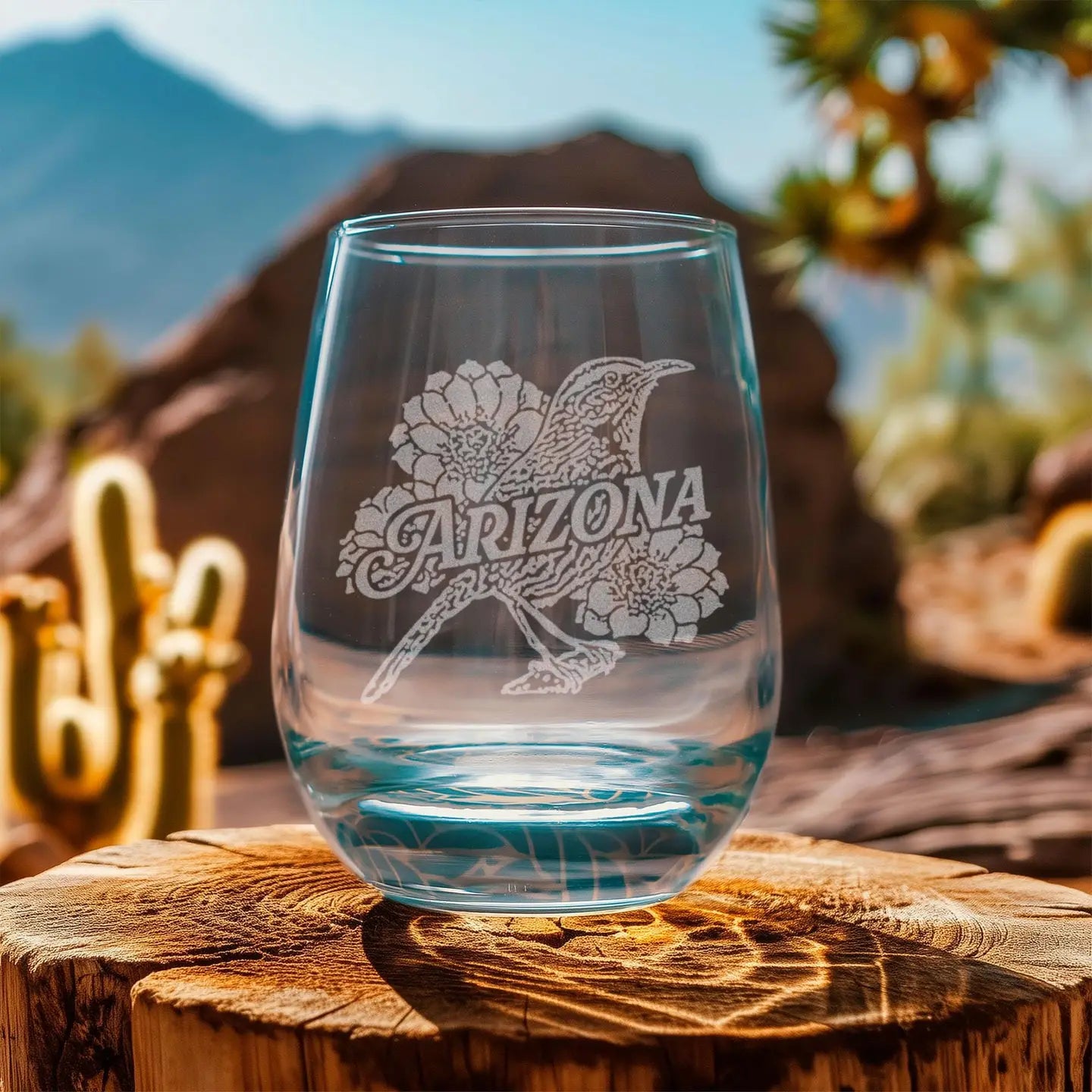 Arizona State Bird Stemless Wine Glass