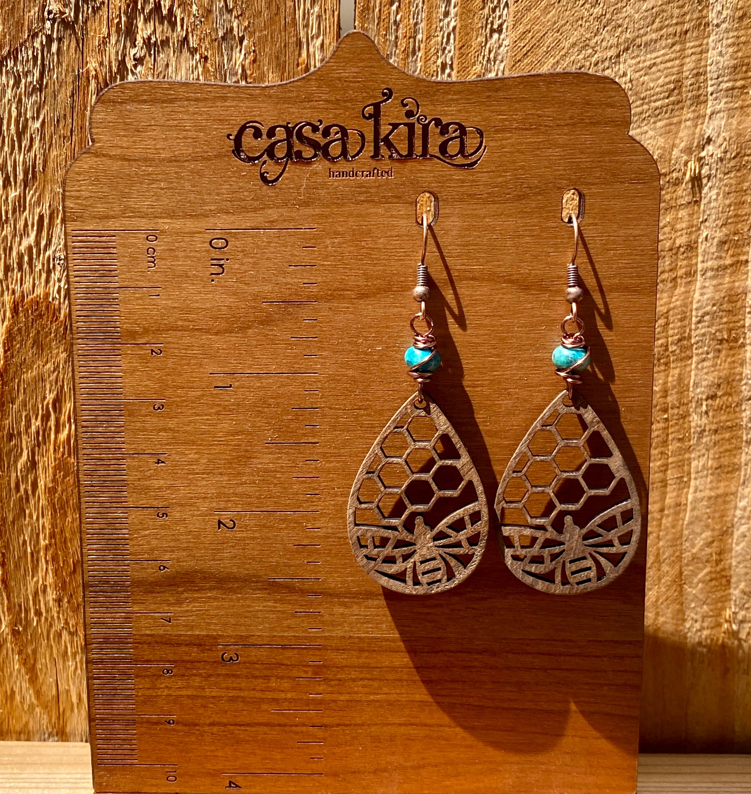 Sonoran Bee & Honeycomb Earrings - Blue Jasper