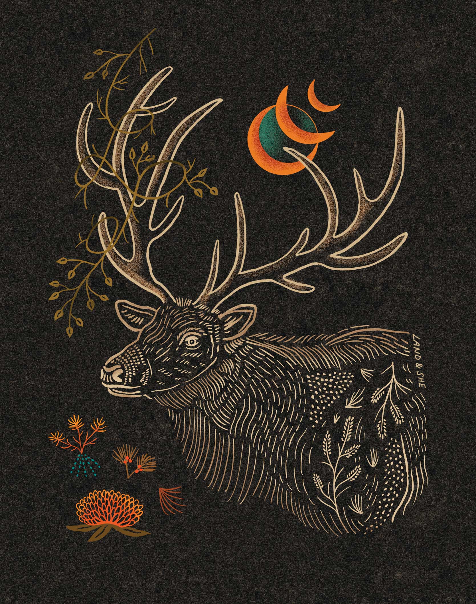 Elk and Eclipse Print 8 x 10