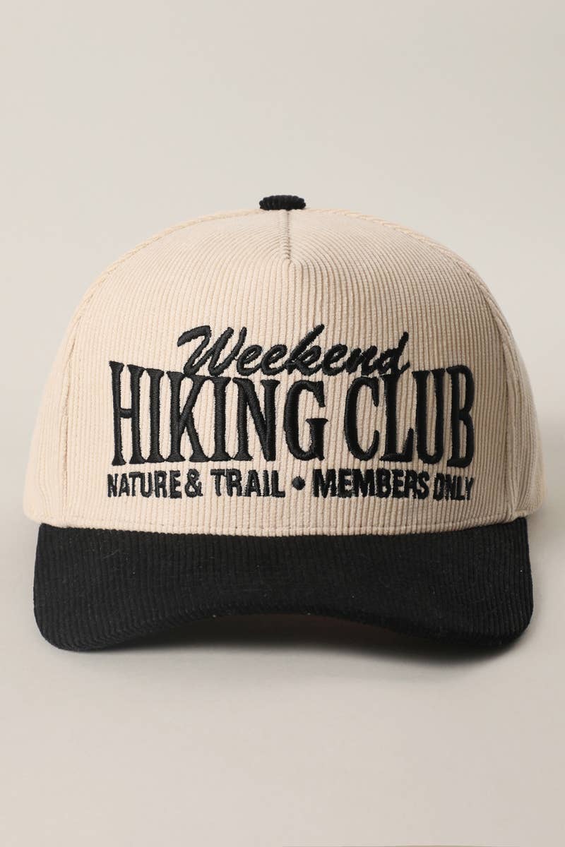 Hiking Club Embroidered Corduroy Trucker Hat