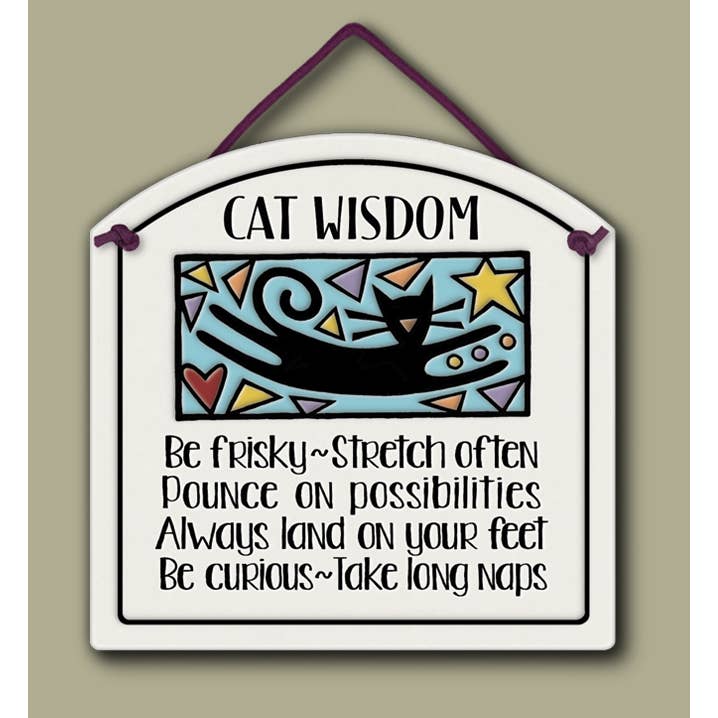 Cat Wisdom Ceramic Wall Art