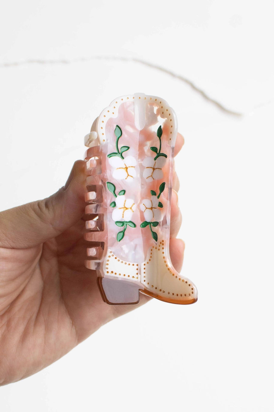 Floral Cowboy Boot Claw Clip