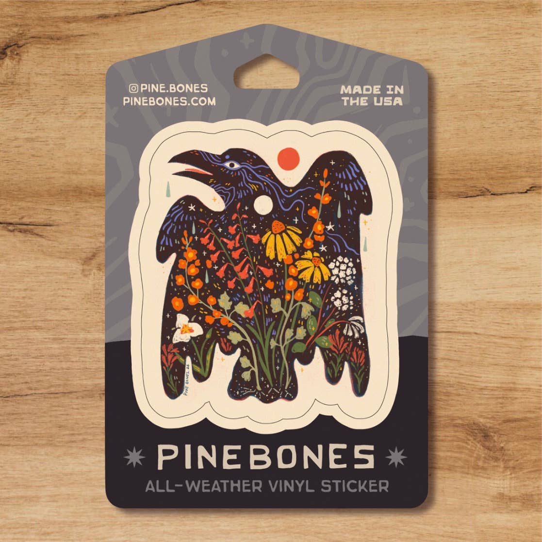 Wildflower Raven - Durable & Weatherproof Sticker