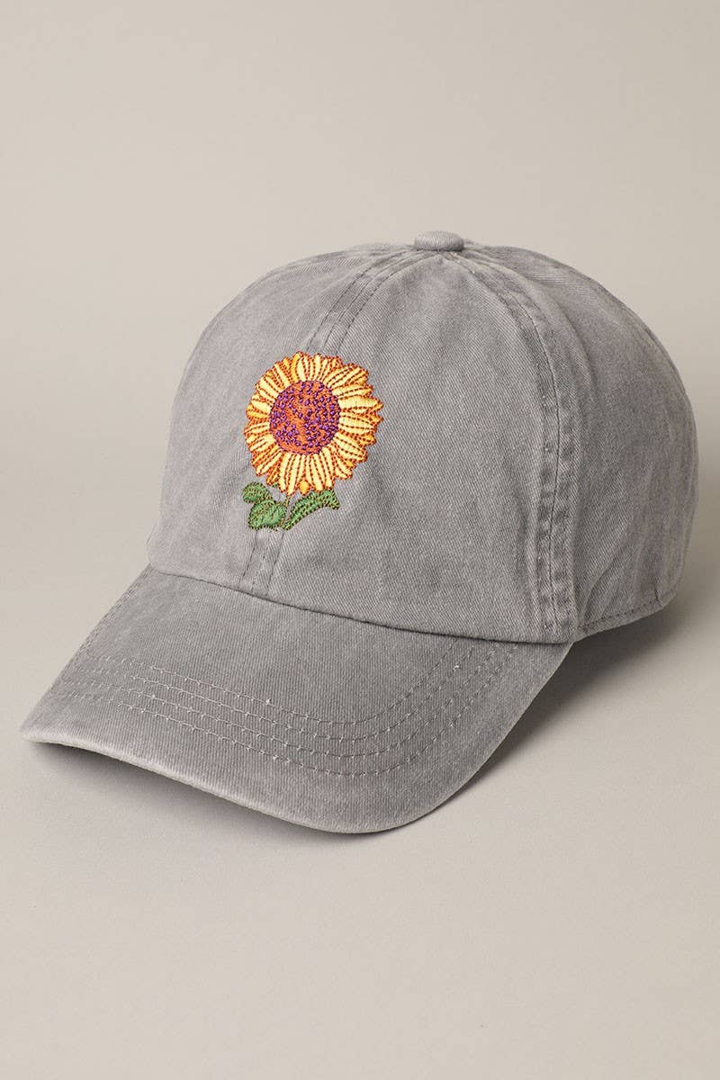 Sunflower Embroidery Baseball Cap Hat