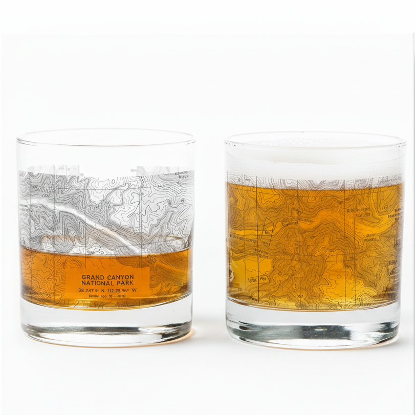 Grand Canyon National Park Topographic Whiskey Glasses