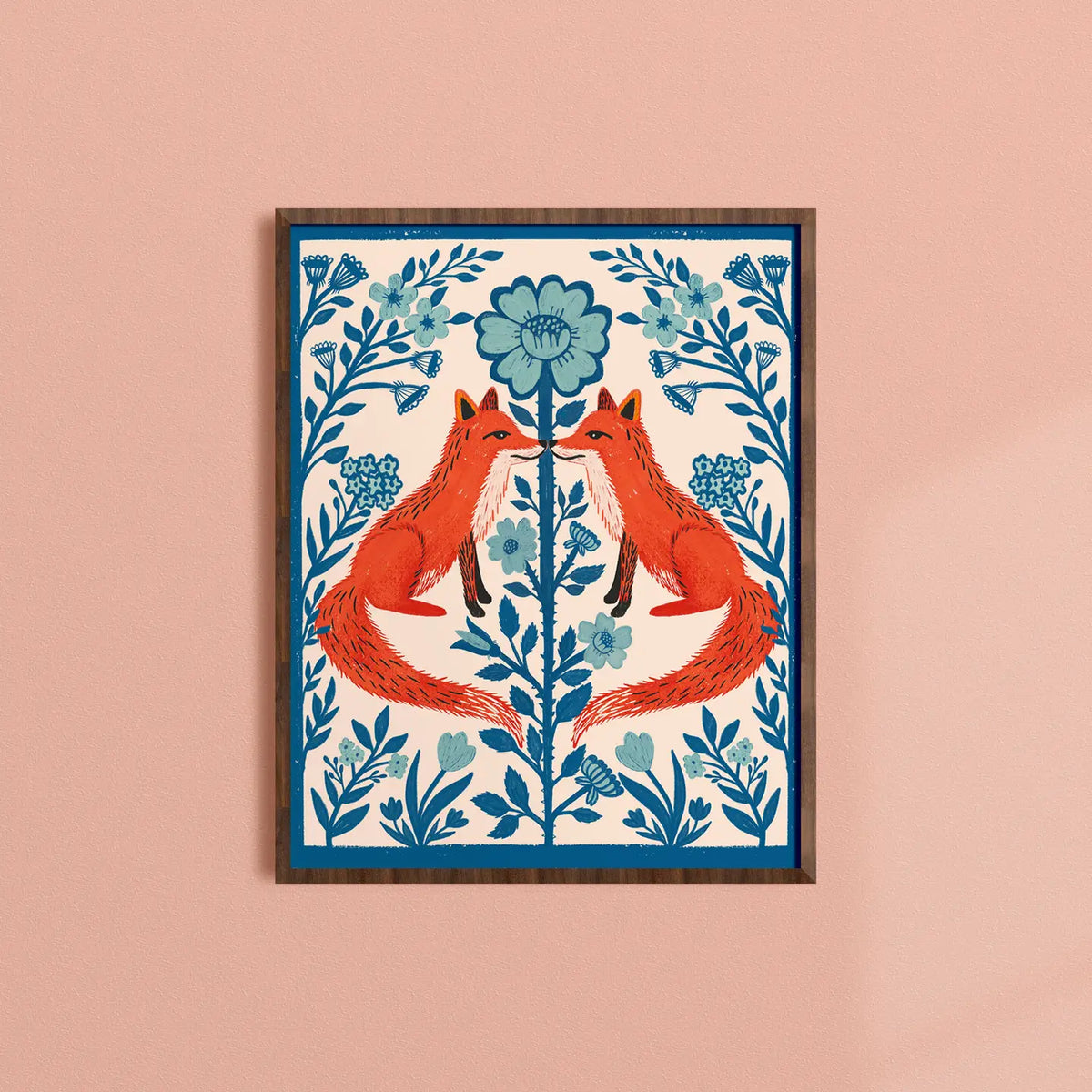 Fox and Florals Folk Art Print