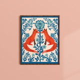 Fox and Florals Folk Art Print