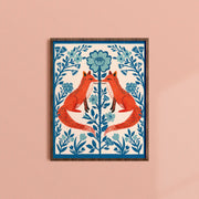 Fox and Florals Folk Art Print