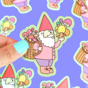 Gnome Gathering Mushrooms Sticker