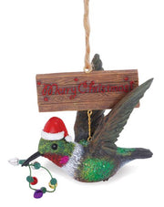 Hummingbird Santa Merry Christmas Ornament