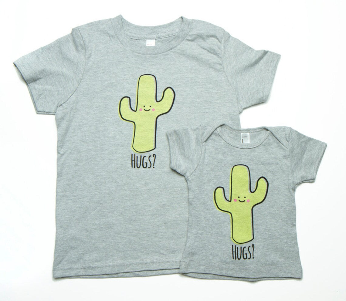 Hugs Cactus Toddler Tee - Heather Grey