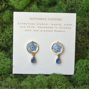 Handmade Birth Month Gemstone and Flower Earrings
