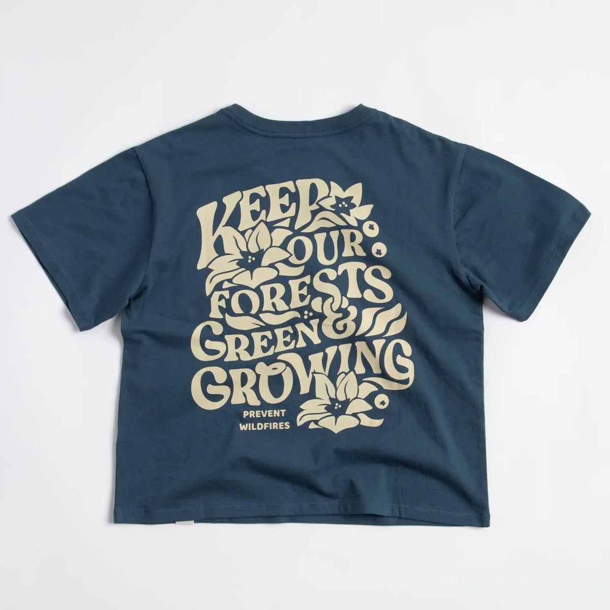 Keep Our Forests Green and Growing Boxy Crop Tee - Navy Blue
