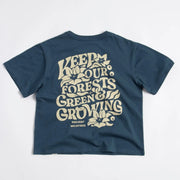 Keep Our Forests Green and Growing Boxy Crop Tee - Navy Blue