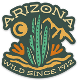 Arizona Wild Since 1912 magnet featuring a tall cactus and desert landscape