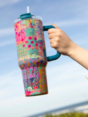 Mega 40 oz Tumbler - Pink Watercolor Patchwork