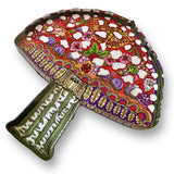Colorful mosaic mushroom shaped magnet with floral and geometric details