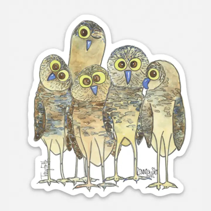 Five Odd Owls Sticker