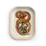 Vintage snake catchall tray with an illustration of two entwined snakes