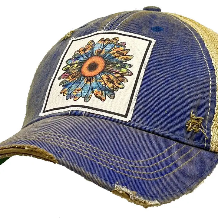 Multicolor Sunflower Distressed Trucker