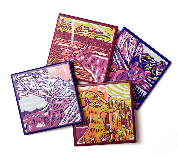 National Park Wildlife Ceramic Coaster Set of 4