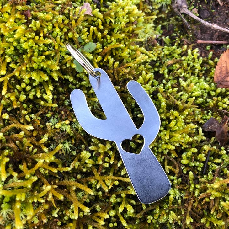 Cactus Recycled Steel Keychain