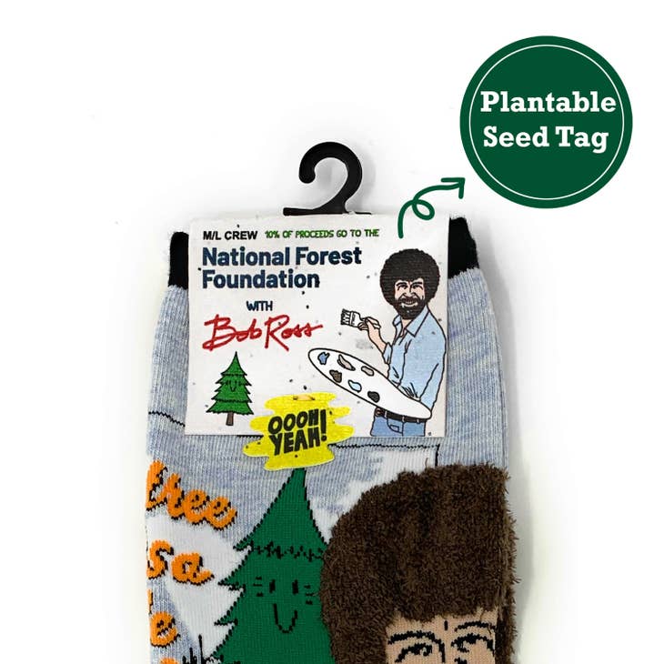 Hug A Tree Bob Ross Socks