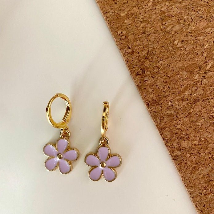 Flower Huggie Hoop Earrings