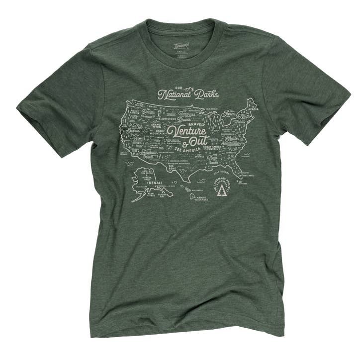 National Parks Map Tee - Conifer