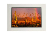 Arizona Saguaro Cactus & Rainbow 8 x 10 Art Print
