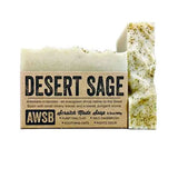 Desert Sage soap bar with a tan kraft label and pale green block