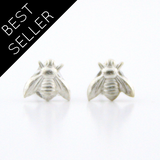 Two silver bee shaped stud earrings