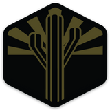 Military Sentinel sticker showing a gold cactus emblem on a dark shield shaped badge.