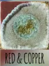 Arizona Stoneware and Glass Trivet showing red and copper glaze on a square ceramic tile.